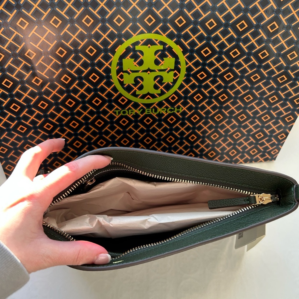 Tory Burch Blake Swingpack Crossbody Bag Basil Gold Green - Picture 6 of 9